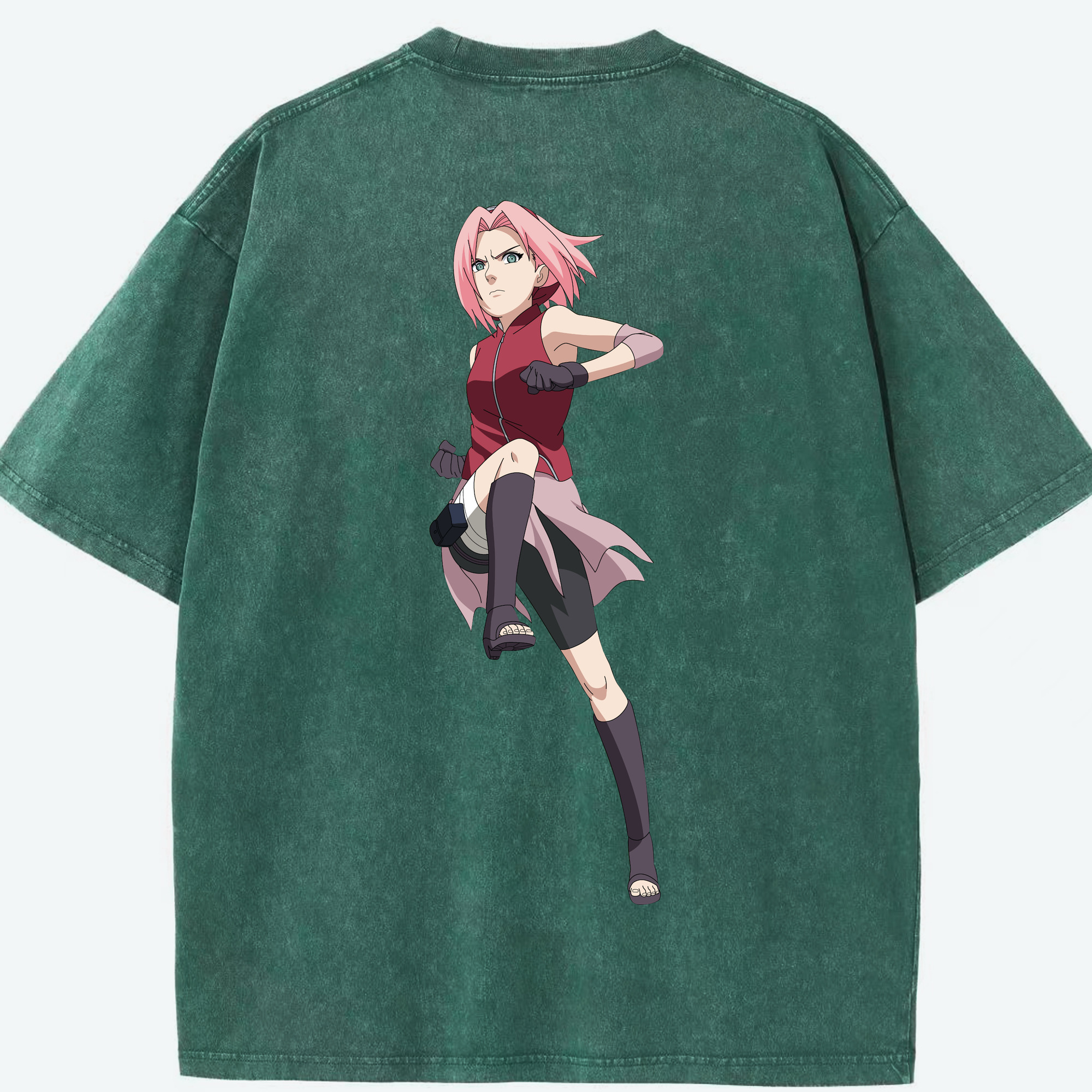（画像用） NARUTO -ナルト- 春野サクラ Haruno Sakura 綿100% ヴィンテージ風 半袖Tシャツ（背面プリント）